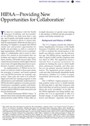 HIPAA-Providing New Opportunities for Collaboration