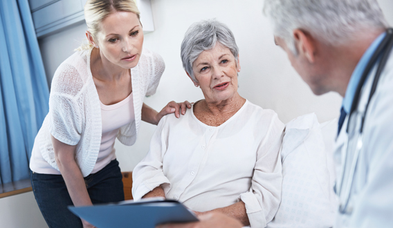 Woman with healthcare professional